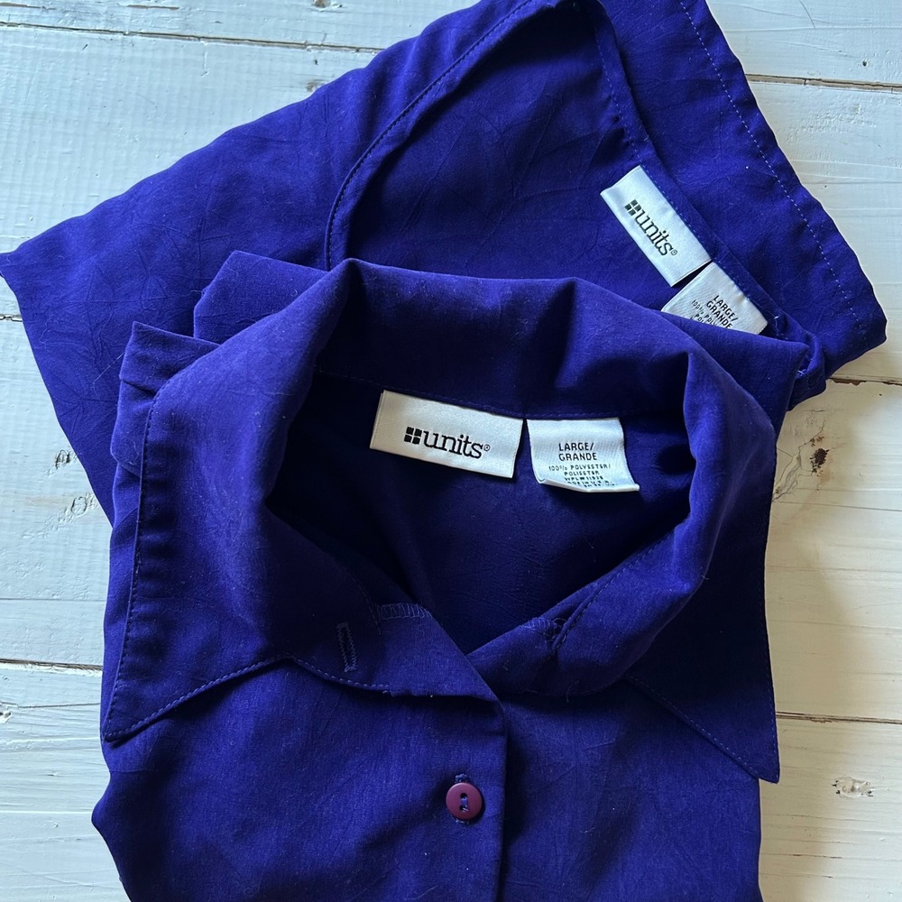 Units Vintage Purple Two‎ Piece Set Shirt and Dress Large Made in USA 90s Retro